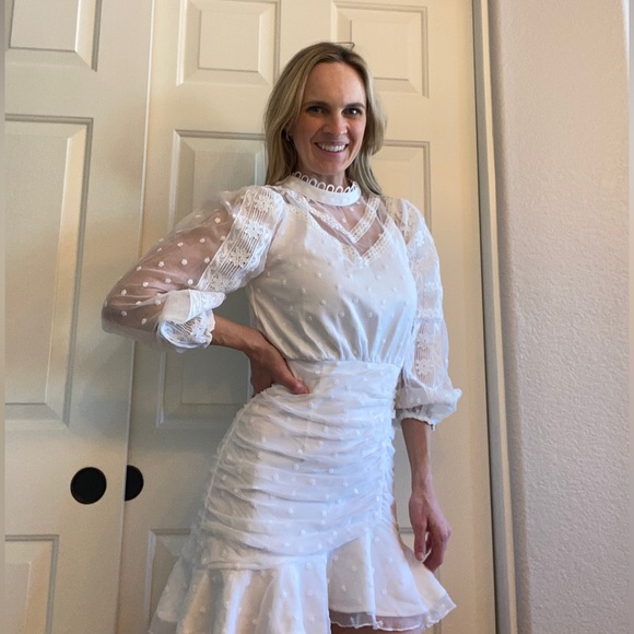 Two Sisters Label White Bridal Shower Dress Lace - Picture 5 of 16